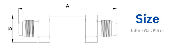 Size of inline gas filter HENGKO