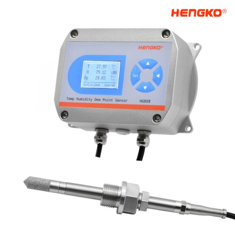 high temperature humidity transmitter with short screw metal probe display 200 degree